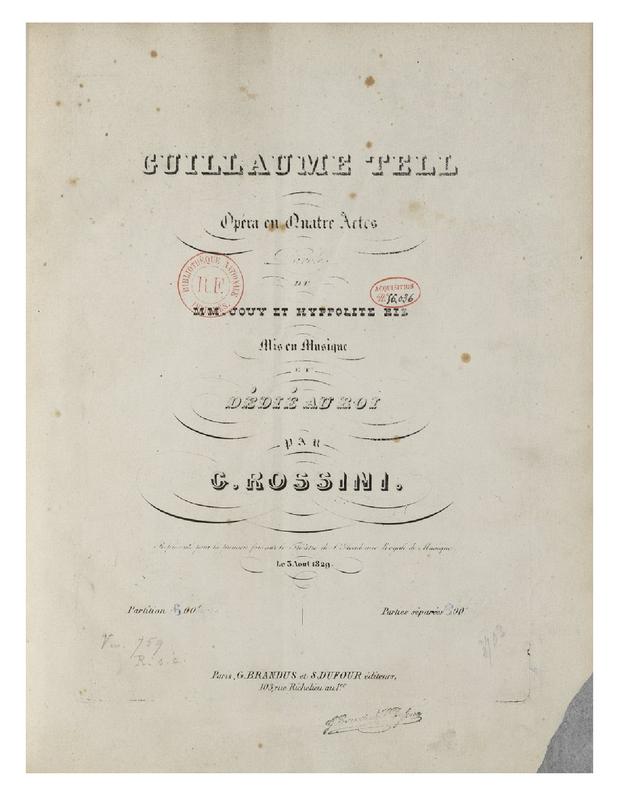 Page de titre de la partition de Guillaume Tell, 1829