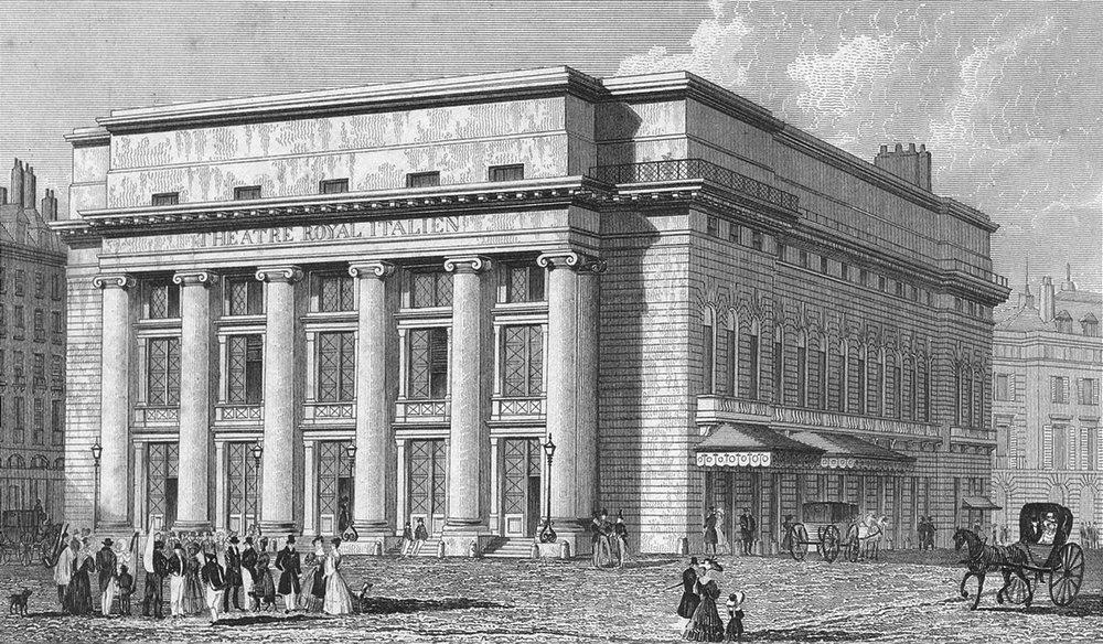 Gravure du Théâtre Royal Italien à Paris
