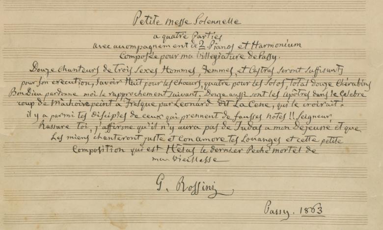 Manuscrit autographe de la Petite messe solennelle, Passy, 1863